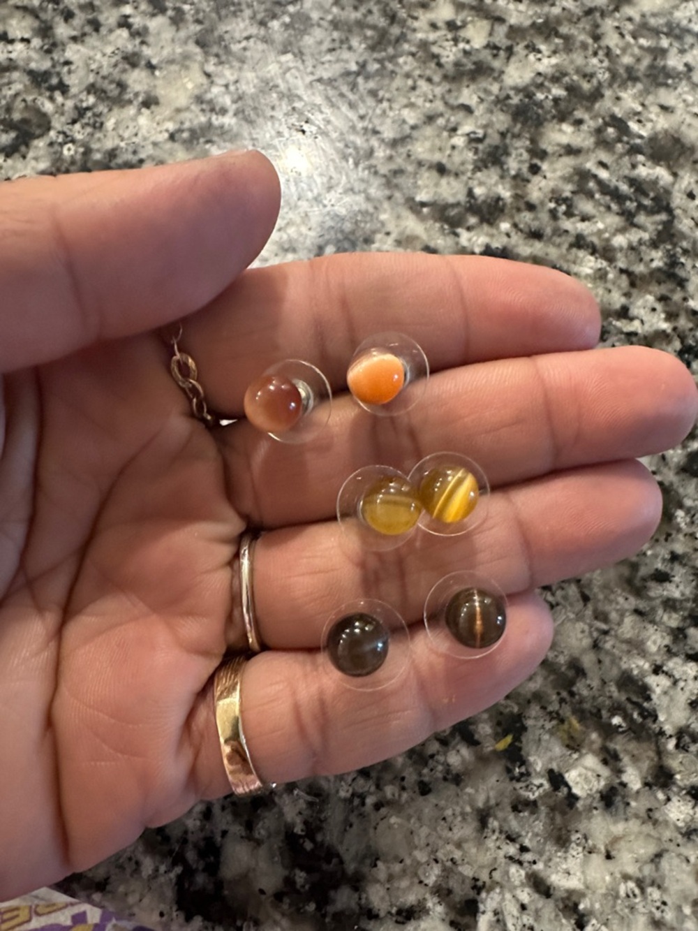 Handcrafted Multicolor Glass Stud Earrings Set - Yellow, Orange, Brown